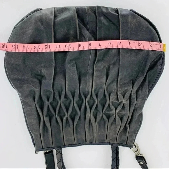 Mo & Co Leather satchel with pleated gills - Picture 12 of 14